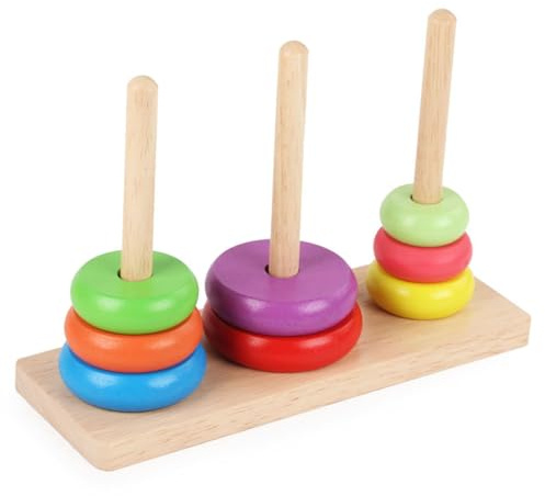 Tower of Hanoi Blockspielzeug für Kinder von 3-6 Jahren Geschenke Stapeln Regenbogen Spielzeug Motorik für Babys Kleinkind