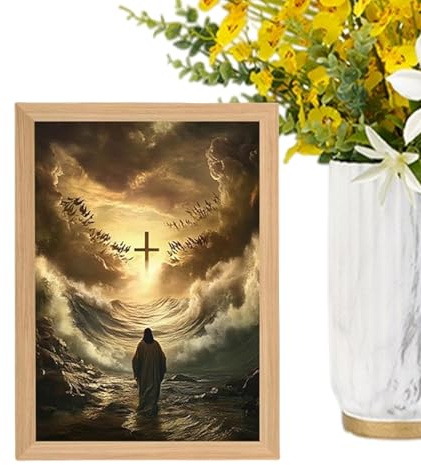 Generisch Jesus Nachtlicht | 3D LED Christus Bild Licht - Religiöses Dekoratives Gemälde Mit LED Beleuchtung Für Wanddekoration Schlafzimmer Wohnzimmer Zuhause Festtagsgeschenk