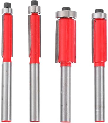 BUGUUYO 4 pezzi Punte per Fresatrice Trimming Router Cutter in Lega Alta Durezza Lama Doppio Taglio Compatte e Leggere per Falegnameria e Lavorazioni di Precisione