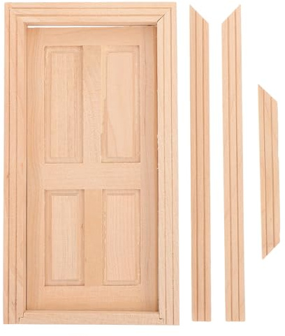 ifundom Modèle de Porte Miniature en Bois Non Peint 1/12 pour Maison de Poupée Accessoire Déco Intérieur Petite Porte Simulation pour Meubles et Mini-Ornement Réaliste