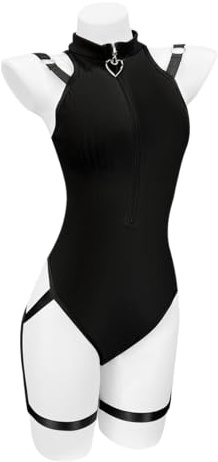 KORURACLUB Black Lingerie Corset Bodysuit Turtleneck Bodysuit Bondage Corset Top Sexy Lingerie