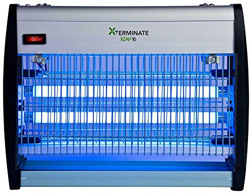 Xterminate XZAP16W Electric Fly Killer Zapper with Bright UV Bulbs, Cleaning Brush & Hanging Chain Included, Wall Mountable, Free Standing or Ceiling Suspended Kills Flies, Bugs, Mosquitoes and Wasps