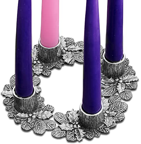 Danforth Advent Wreath Candle Holder Set – Handcrafted Pewter Advent Candle Holders – Made in USA