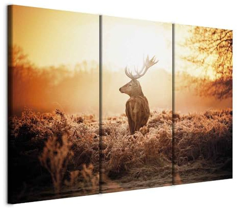 murando - Wandbilder XXL Hirsch 90x60 cm Vlies Leinwandbild 3 Teilig Kunstdruck modern Wandbilder XXL Wanddekoration Design Wand Bild - Natur Landschaft Tier g-B-0045-b-f