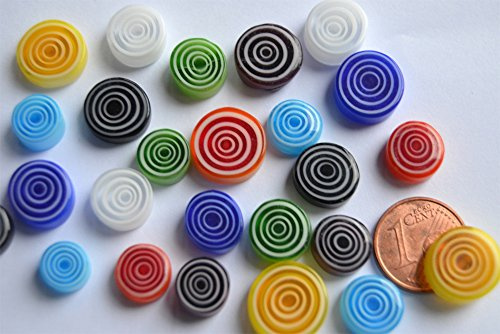 20g Millefiori Glas Mosaiksteine rund bunt Spirale 7-12mm,ca.20 Stück