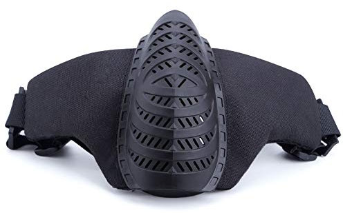 Demi-Masque de Protection Airsoft pour Pistolet à air/Jeu BB/CS, Ventilation légère et réglable (BK)