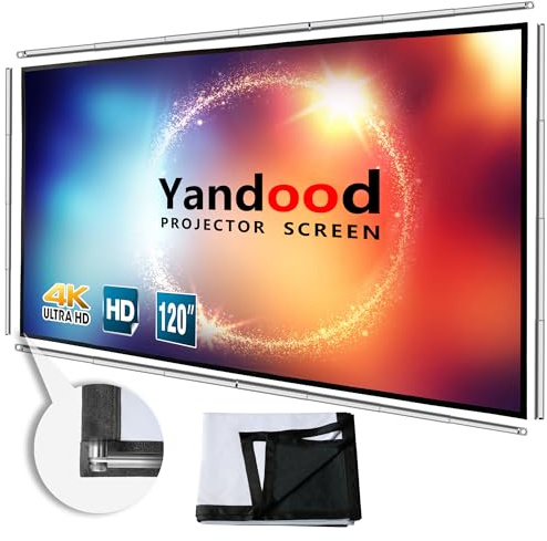 Portable Projector Screen 120 inch with Combined Pole Frame Black Backing Silver Foldable Projection Screen