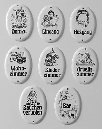 Echte Emaille-Hinweisschilder-WC-Toilette-Klo-etc-Schild-Türschild-100 x 70 mm weiß/schwarz (Ausgang)