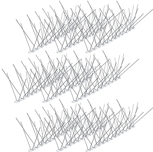KADAX 9er Set Vogelabwehr aus Edelstahl/Polycarbonat, 3 Meter, Vogelschutz für Tauben, Spatzen, Elstern, 4-reihig, Taubenabwehr, Vogel Spikes, Taubenspikes, UV-Beständig