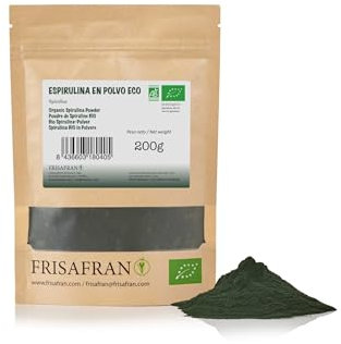 FRISAFRAN | Spirulina Biologica in Polvere 200g | Spirulina BIO | Spirulina Naturale e Pura | frullati-bevande | spirulina Bio polvere | Alga Spirulina | Alga Spirulina | Fonte di Vitamine | compresse