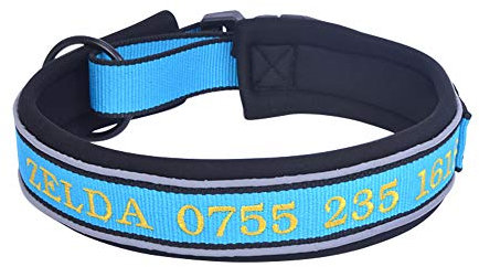 Muka Personalisierte Reflektierende Hundehalsband Halsband für Hunde mit gestickter Tiername Telefonnummer