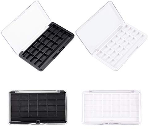 SUPERFINDINGS 4Stk 24 Fächer Rechteck Leere Lidschatten Palette Nachfüllbar Mit Klarem Klappdeckel Für Lippenstift Balsam Lidschatten Rouge 11.5x6.7x1.6cm