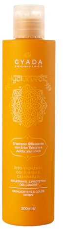 GYADA COSMETICS, Hyalurvedic Shampoo Riflessante Gold Hair, Effetto Protettivo e Illuminante su Nuances Bionde e Chiare, 200 ml