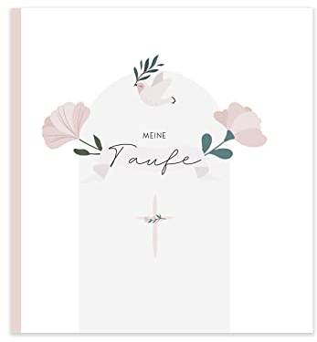 HIMMEL.HERZ.PAPIER® Gästebuch Taufe Mädchen - Taufbuch Mädchen - Fotoalbum Taufe - Taufalbum - Taufgeschenke für Mädchen (Rosé)