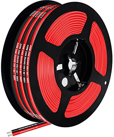 18 AWG PVC Electrical Wire 26FT, 2 wire Red Black Cable Hookup Electrical Wire LED Strips Extension Wire 12V/24V DC Cable Stranded Wires for LED Strip Light