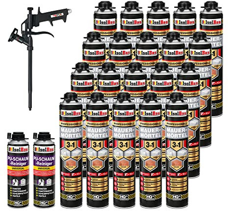 Isolbau Lot de 2 pistolets à mousse en téflon, 2 nettoyants pour polyuréthane - 20 x 750 ml