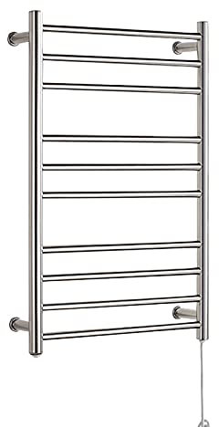 KLZUOPT Heated Towel Rail Electric Towel Warmer Bathroom Radiator 10 Bar Electric Heated Towel Rack Wall Mount Towel Heater Plug In Towel Drying Rack (Hardwired) (Plug In)