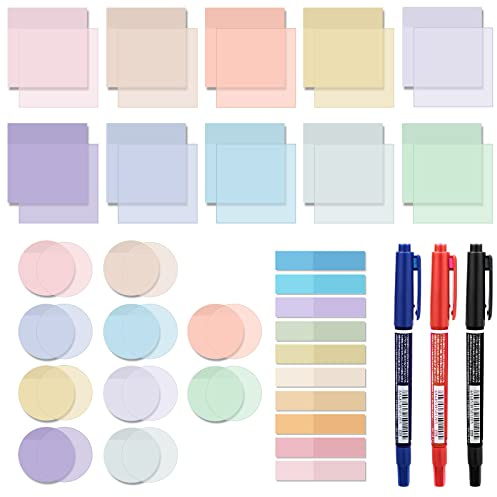 Book Annotation Kit with 1000 Sheets Transparent Sticky Notes 200 Pcs Annotation Tabs and 3 Markers for Bible Study Waterproof Clear Sticky Note Index Tabs Back to School Supplies