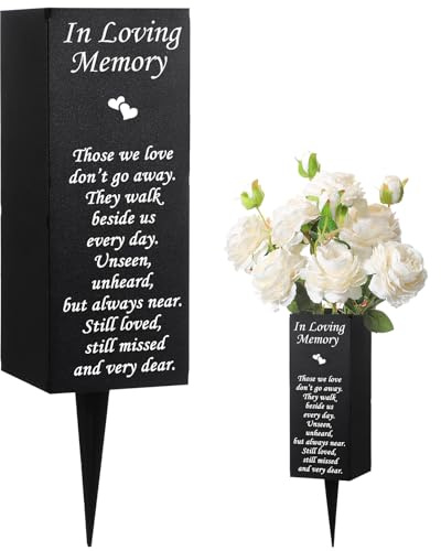 Geosar Cemetery Vases for Grave Metal Flower Holder with Spikes Memorial Funeral Gravesite Flowers Vase Decorations for Loss of Loved One(Those We Love)