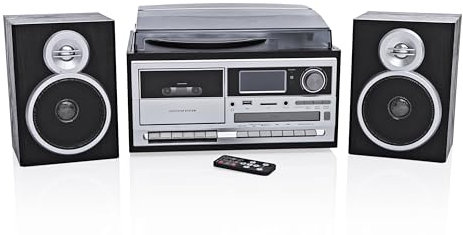 Weltbild Kompaktanlage DAB+ mit Plattenspieler – Digitalradio, CD, Kassette, USB, SD/MMC – Inkl. Fernbedienung, 3 Geschwindigkeiten, MP3-Funktion