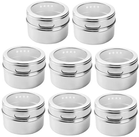 Carriere Latas de MagnéTicas, 8 Unidades, Recipiente MagnéTico para de Acero Inoxidable, Tarros de MagnéTicos, FáCiles de Limpiar y Sin óXido