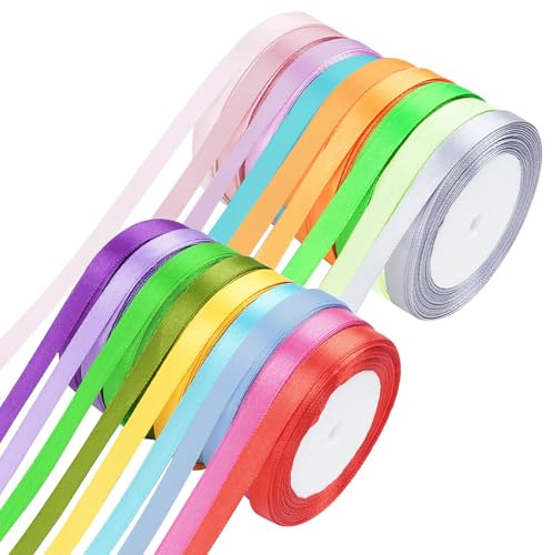 Zythrem 18 Farben Satinband Bänder, 6mm x 22m Farbe Satinband, Polyester Schleifenband, Dekoration Geschenkband für Heimwerkerkunst Handwerk, Schleifen, Hochzeitsdekoration