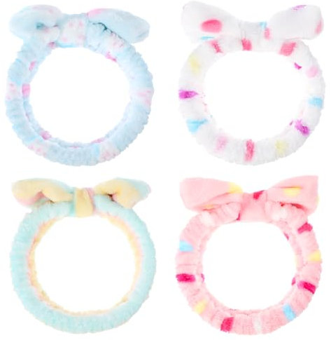 4 Stück Spa Stirnband Für Frauen Haarband Kosmetik,Süße Spa-Stirnbänder Saugfähiges Makeup Haarband Gesichtswasch-Stirnband für Frauen und Mädchen Perfekt für Pyjama-Partys und Als Geschenk