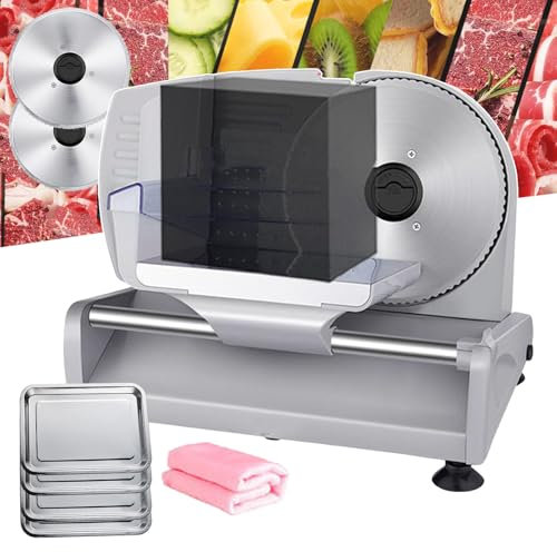 WOTZOV Cortadora de Carne eléctrica Comercial para Alimentos | Picadora de Carne eléctrica con 2 Cuchillas de Acero Inoxidable | Máquina cortadora de Verduras para comedores y cenas