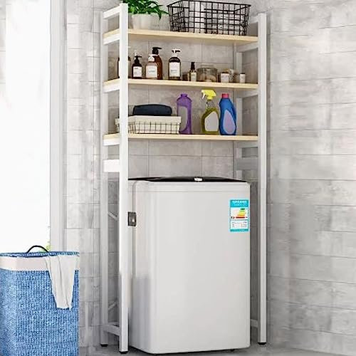 Washer Rack, Laundry Room Shelves Over Top Load Washer and Dryer, Free Stainless Steel Hooks and Drying Racks, Strong Bearing Capacity, Waterproof and Rust-Proof, Space-Saving (Color : Black,