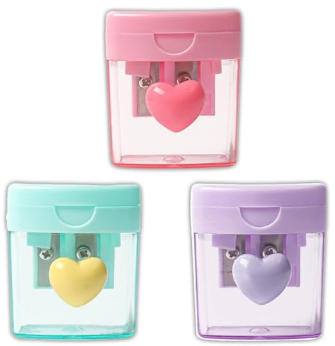 3 sacapuntas, sacapuntas, sacapuntas gruesos y finos, sacapuntas de dos agujeros, sacapuntas pequeños para escuelas, oficinas, tipos, rosa, morado y verde