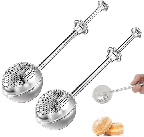 Colador de canela, azúcar en polvo, colador de té, colador de harina, filtro de polvo, malla fina, ergonómico para azúcar, especias y especias, Duster Feinmaschiger