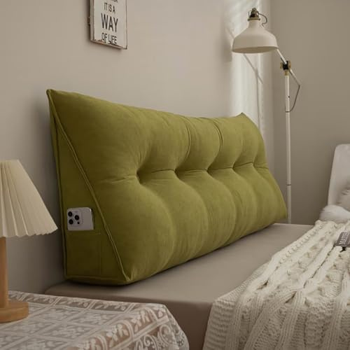 Couchkissen Groß, Rückenkissen 100CM Grün, Lesekissen für Bett und Sofa, Chenille Sofakissen mit Waschbarem Bezug, Rückenpolster für die Wand, Sitzkissen, Wandkissen, Keilkissen zum Anlehnen im Bett