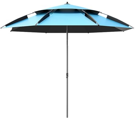 Ombrellone da spiaggia portatile antivento con rotazione a 360° ombrellone da pesca con borsa per il trasporto ideale per patio, giardino e piscina, blu (lunghezza arco: 240 cm)