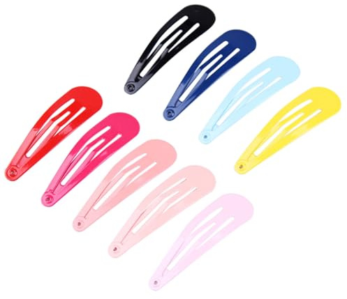Gogogmee 100pcs Metal Hair Snap Clips Waterdrop-shaped Glossy Candy Colors Lacquer Coated Barrettes for Multi-color Accessories