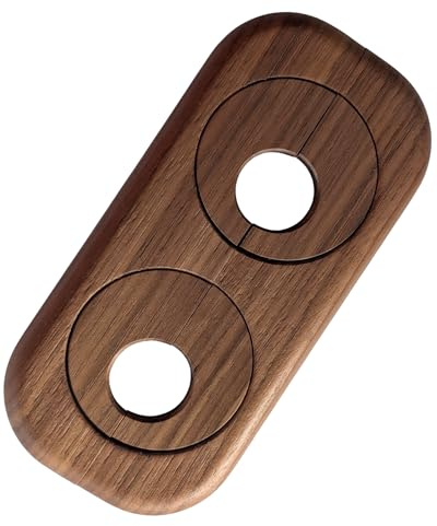 Gedotec Heizkörper Doppelrosette Nussbaum – Bohrung 16 mm – variabler Rohrabstand 41–66 mm – 122 x 58 mm – Holz lackiert – Rohrabdeckung, Heizungsrosette – Made in Austria (Nussbaum 16 mm)