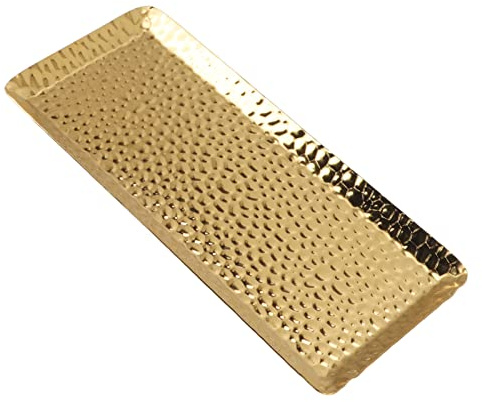 Omabeta Hamrade Brickor Snacktallrik i Rostfritt Stål, Diskmaskinssäker Handduksserveringstallrik för Hemrestaurang, 25X11Cm (Guld)