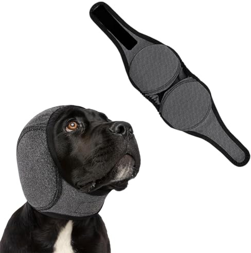 KLINNA Verstellbares Hunde Ohrenschützer Set mit Geräuschunterdrückung, Gehörschutz für Hunde gegen Lärm, Wasserdicht zum Baden & Schwimmen, Beruhigung für Haustiere, Grau S