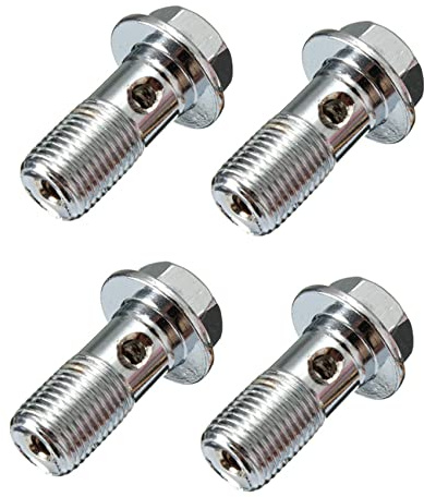 Teuypty 4x Motorcycle Carbon Steel Brake Banjo Bolt M10 X 1.0mm Caliper Master Cylinder