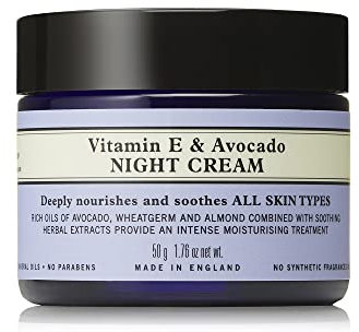 Neal's Yard Remedies Vitamin E & Avocado Night Cream, Deeply Moisturising & Replenishing, Face Moisturiser, Vegan & Cruelty-Free, 50g