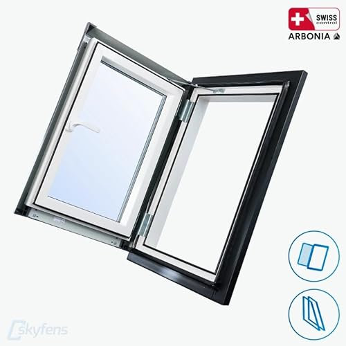 AFG Schweiz Skylight Kunststoff Dachfenster Premium Loft Warmdach 45 x 73 mit Eindeckrahmen Schwingfenster Dachflächenfenster