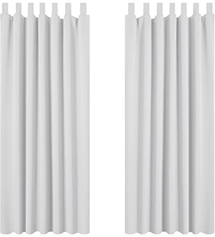 Deconovo Cortina Opaca con Aislamiento Térmico de Poliéster para el Dormitorio 2 Piezas 140 x 175 cm Gris Perla