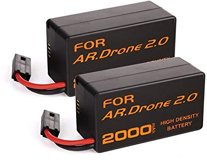 Eleoption Batterie Rechargeable 2000 mAh 11,1 V en Lithium-ION Polymer pour Parrot AR.Drone 2.0 Quadricoptère télécommandé (2 pcs)