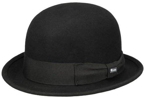 Lipodo Chapeau Melon en Feutre de Laine Femme/Homme - Made in Italy avec Ruban Gros Grain Printemps-ete Printemps Ete Automne Hiver - S (54-55 cm) Noir
