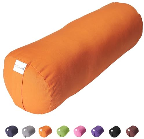 Sol Living Yoga Bolster Pillow for Restorative Yoga Meditation Bolster 100% Cotton Cylindrical Meditation Cushion Firm Cushion Bolster Washable Cover for Balance Support Asana Poses