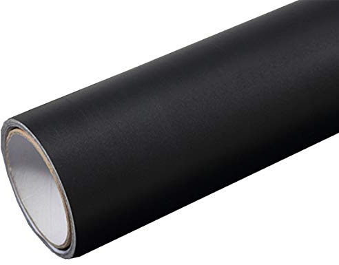 WDragon Solid Color Matte textured Vinyl Adhesive Paper Peel Stick Wallpaper Cabinet Drawer Dresser Shelf Liners Decal,40cm by 250cm (Black)