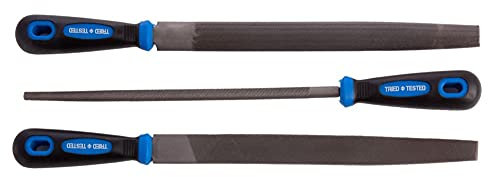 Tried + Tested 3 Piece Engineers File Set Flat, Round & Half Round, Professional Filing Tools