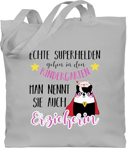 Shirtracer - Baumwolltasche - Beruf und Job Geschenke - Echte Superhelden gehen in den Kindergarten - Erzieherin
