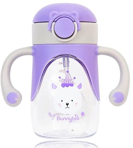 Bunnytoo Tasse d'apprentissage 6+mois,Tasse Apprentissage Bebe,Gobelet Bebe, 100% étanche, Anti-fuite | Facile à Ouvrir | Tritan et Silicone | sans BPA |280 ml-bleu (mauve)
