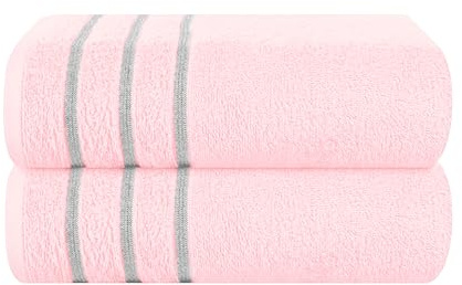 MyOwn Cotton 2 Pack Oversized Bath Towel Set 28x55 inches, Large Bath Towels, Ultra Absorbant Compact Quickdry & Lightweight Towel, Ideal for Gym Travel Camp Pool - Pink