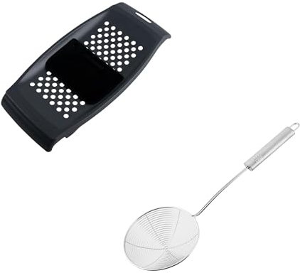 FACKELMANN - Spaetzle Grater Starter Set with Dough Scraper and Straining Spoon - Plastic Spätzle Slicer, Spaetzle Press with Dough Card